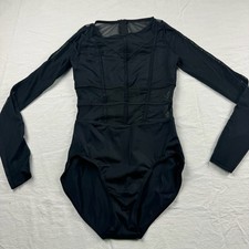 WEISSMAN Black Elite Dance Costume solo caged mesh leotard Intention Size 4/6