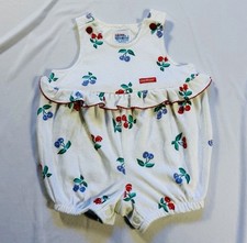 Vintage Oshkosh Jumper Baby 6-9 Months Cherries Romper Red White Cherry USA 90s
