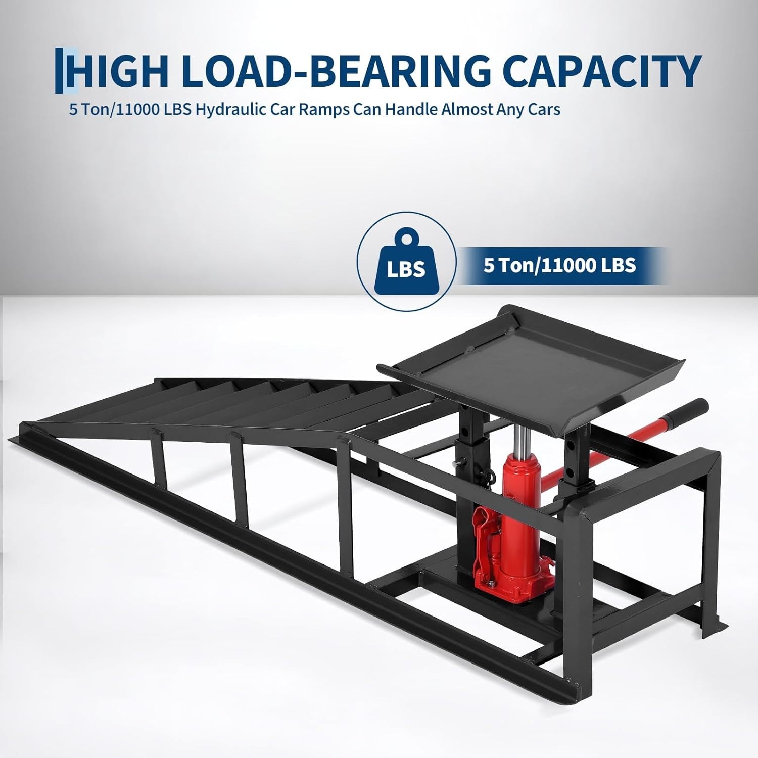 Heavy Duty Hydraulic Car Ramps 5 Ton, Low-Profile Lift for Cars & Trucks , Black