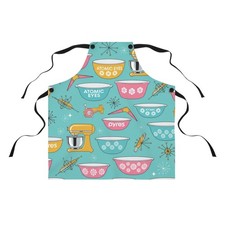 Retro Baking Apron Atomic Eyes Mid-Century Mixer Bowl Pattern