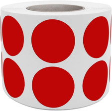 Round Dots Stickers Label Rolls in 3/4 Inch - Red Circle Sticker