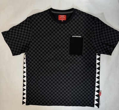 NWT Sprayground XXL Stray From The Ground Checker Shark T-Shirt Black MSRP  New