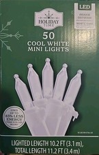 New  50-Count LED Mini Christmas String Lights, Cool White, 10.2'