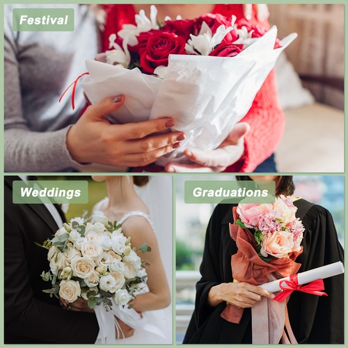 20 Sheets Flower Wrapping Tissue Paper Waterproof Paper Wrap Black - Imagen 7 de 7
