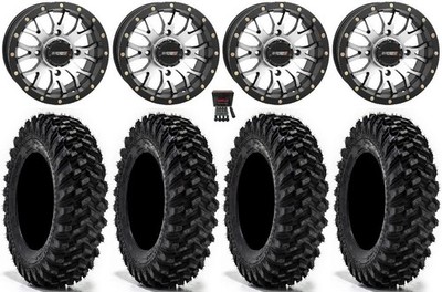 System 3 ST-3 14'' Wheels Machined 34'' Warrior XT Sticky Tires Pioneer 1K / Talon