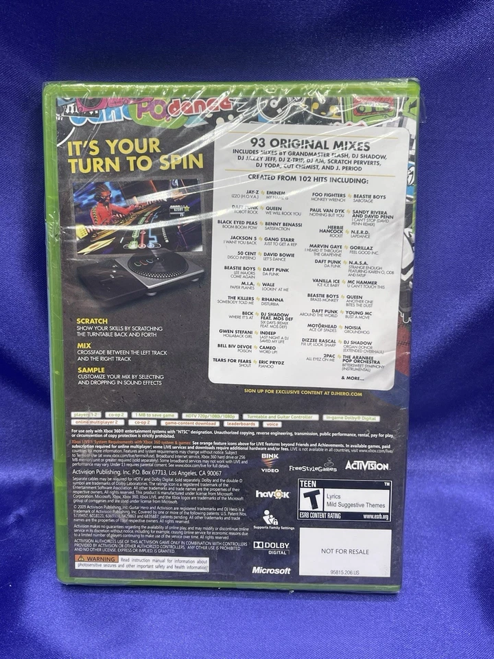 NEW Sealed XBOX 360 DJ Hero Activision 2009 Teen Music Arcade Game Guitar Hero  - Image 2 of 4