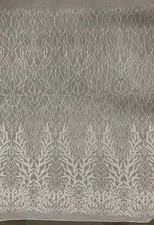 Frances WHITE Vines and Leaves Sequins on Mesh Lace Fabric by the Yard - 10153