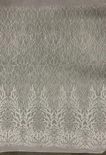 Frances WHITE Vines and Leaves Sequins on Mesh Lace Fabric by the Yard - 10153