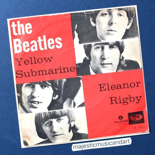 RARE COVER 1966 ORIGINAL THE BEATLES ELEANOR RIGBY 7" VINYL 45 YELLOW SUBMARINE