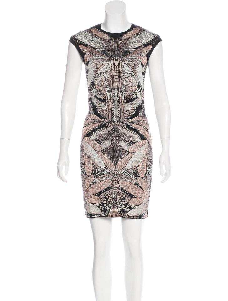 Vestido Alexander McQueen Libélula Intarsia Lana Mini Vestido Pequeño Foto 2 de 4