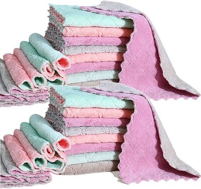 24 Pack Cleaning Cloth Kitchen Cloth, Dish Towels Super Absorbent Coral Velve...