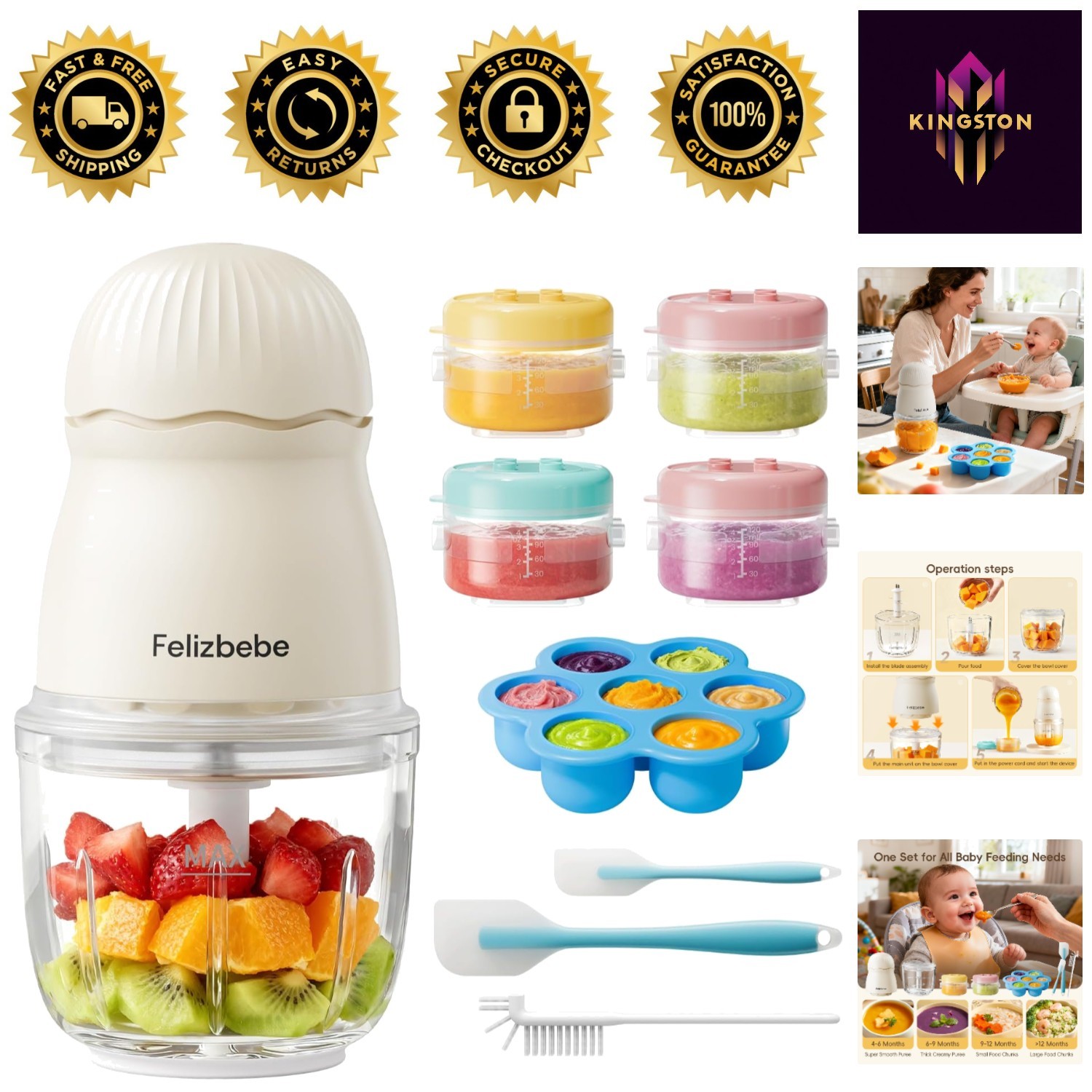 Effortless Baby Food Preparation - 10oz Puree Blender & Esse