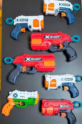 (6) Zuru X-Shot Foam Dart Blasters-Excel Fury 4, Reflex 6 & (1) Bug Attack 