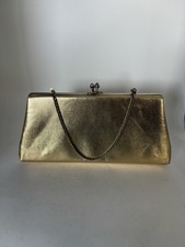 Vintage HL Harry Levine Gold Metallic Evening Bag Clutch Purse Made in USA