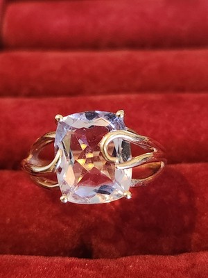 14K Rotgold Morganit Edelstein Ring - Größe 7,5