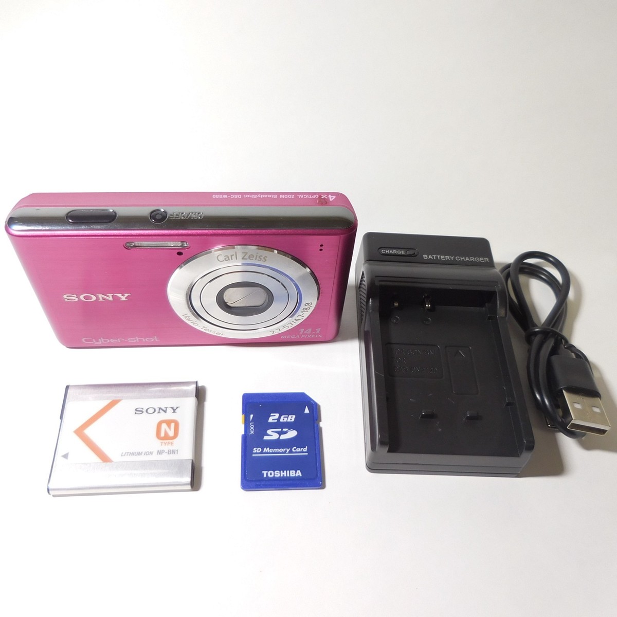 SONY Cyber-shot DSC-W550 Digital Camera Pink w/SD Card Battery