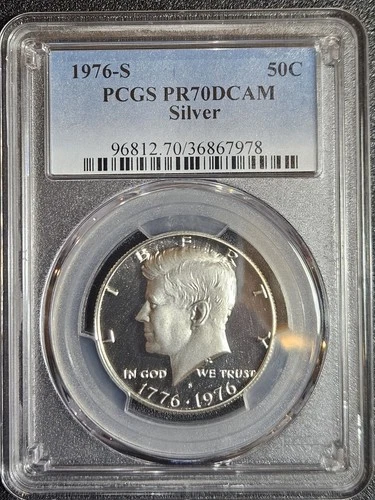 1976 S Silver Kennedy Proof Half Dollar  PCGS PR70 DCAM