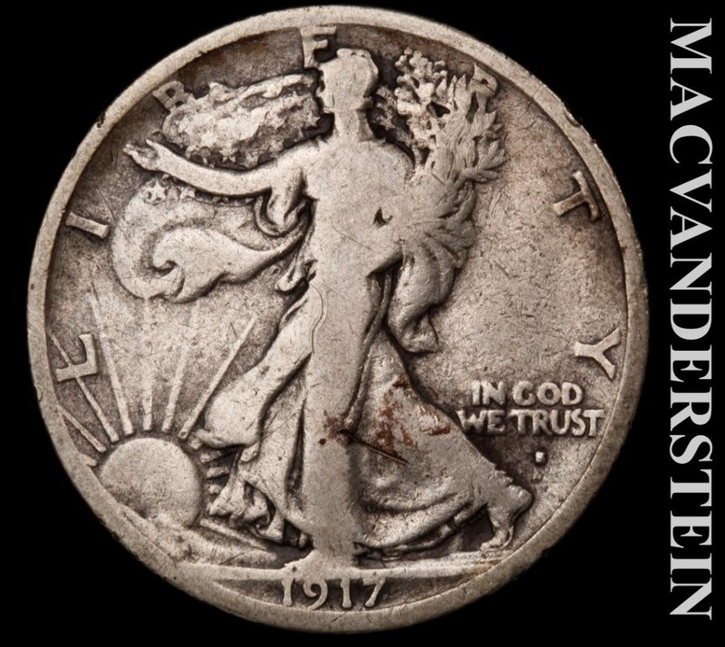 1917-S (obv) Silver Walking Liberty Half Dollar - Semi-key  Better Date  #L6553