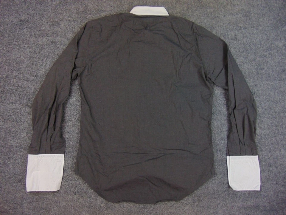 Camisa masculina Zara 16x38 cinza punho cano sólido manga longa - Imagem 3 de 4