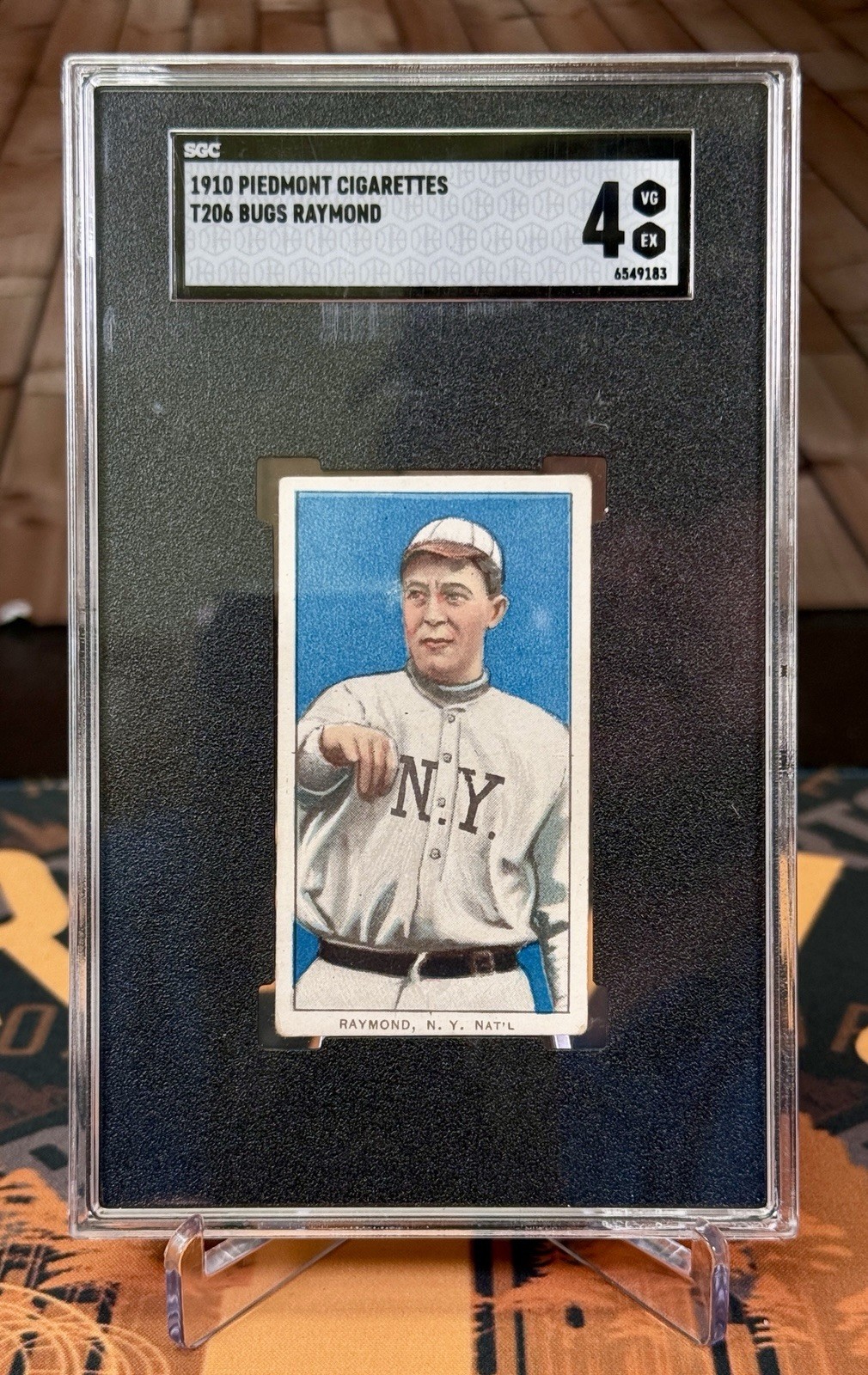 Bugs Raymond 1910 T206 Piedmont SGC 4 New York Tabacco Card