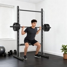 Squat Rack with Pull Up Bar and Barbell Bar Adjustable Bench Press