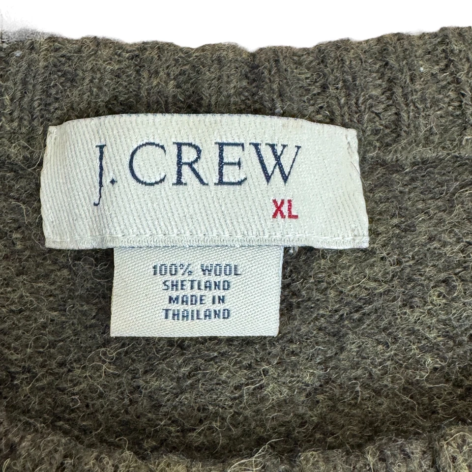J Crew Mens XL 100% Shetland Wool Crew Neck Pullover Heavy Sweater Dark Green - Image 2 of 4