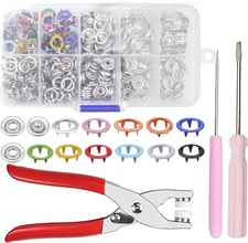 Snap Fasteners Kit - 100 Sets Snaps for Fabric Metal Snaps Buttons 9.5mm with...