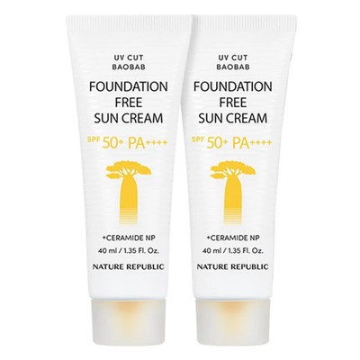 NATURE REPUBLIC UV Cut Baobab Foundation Free Sun Cream  40ml*2EA