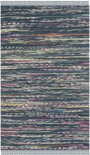 SAFAVIEH Rag Rug 4x6 Boho Stripe Cotton Handmade High Traffic Accent Ink/Multi