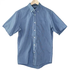 Eddie Bauer men relaxed fit short sleeve button down shirt size S blue
