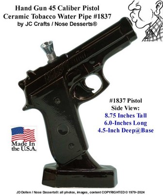 US Smoking 45 PISTOL Gun Ceramic Glass Tobacco Bong Water Pipe #1837-ALBwl