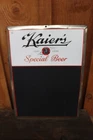 Vintage Kaier's Beer Tin Over Cardboard Chalkboard Menu Sign