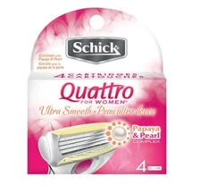 Schick Quattro for Women Razor Refill, Ultra Smooth, 4 Ct + Eyebrow Trimmer