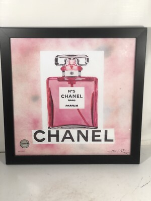 Co Chanel No 5 Fairchild Paris Signed Wood Framed Print 18 x 18