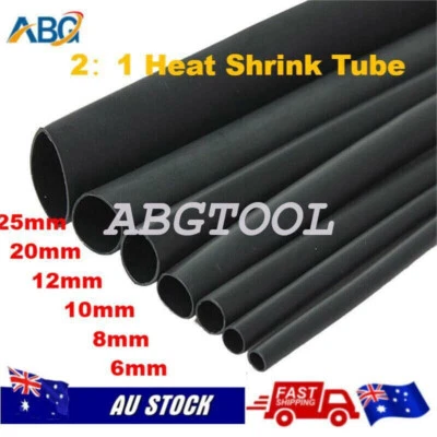 Ratio 2:1,3:1,4:1 Heat Shrink Tube Black Tubing Cable Insulation & Wire Sleeve - image 1 of 4