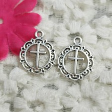 Free Ship 100 Pcs Antique Silver Cross Charms Pendant 20X16MM H-378