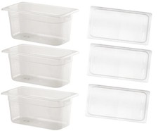 3 X 1/3 THIRD SIZE POLYPROPYLENE GASTRONORM CONTAINER ***LID INCLUDED*** - 150MM