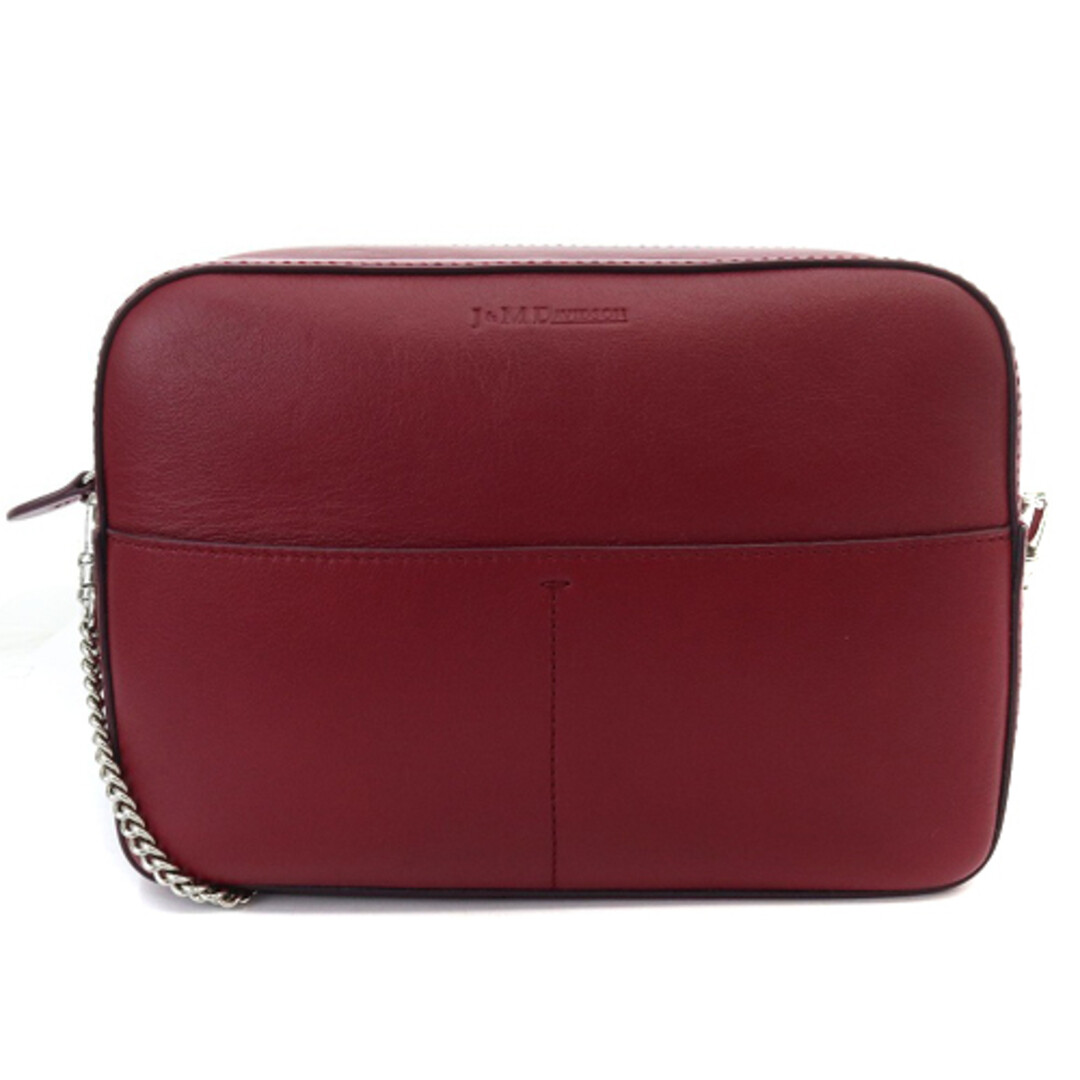 J&M Davidson Pebble Chain Shoulder Bag Logo Leather Bordeaux SR2 