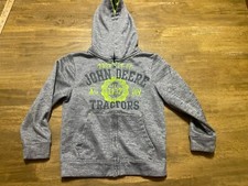 John Deere Hoodie, Boy's Size Small, Gray, Full Zip, TRACTORS, Long Sleeve