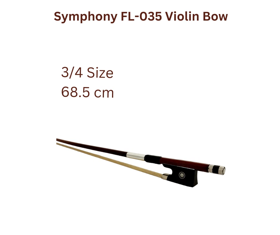 Symphony FL-035 One Quarter Violin Bow w/Real Horse Hair, Ebony Frog - Image 3 of 4