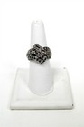 Signed 10K White Gold 1.0 cttw Blue & White Diamond Crossover Bypass Ring — photo 2