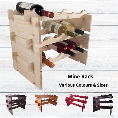 Holz Weinregal Freistehend Stapelbar Modular Welle Display Flaschenhalter Regal