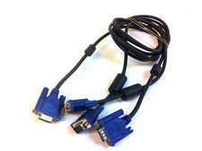 2 x VGA Male to Male 15pin Cord Connects Monitor to Computer Video 6ft Cable 166