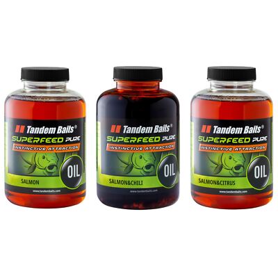 Tandem Baits 3-Pack SuperFeed Pure Oil Öl-Mix Lachs, Lockstoff Karpfen Angeln 