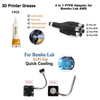 3D Drucker Gear Grease PTFE Adapter Cooling Fan for Bambu Lab X1 X1C X1E P1P P1S