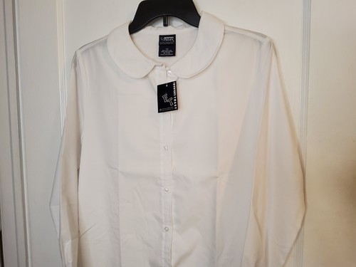 NWT $18 French Toast Big Girls Size 20 White L/S Peter Pan Blouse Modern Fitย - Picture 2 of 4