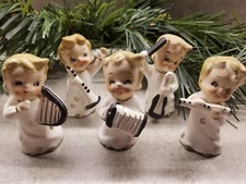 Set of 5 Ucagco ?? Japan Vintage 60s Ceramic Boy Musical Band 2.75" Figurines