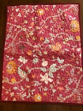 Style 1212 Red Floral Print Rectangular Shape Decorative Quilted Pillow Sham