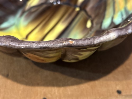 Vintage Mexican Oaxacan Pottery Scallop Edge 10" Round Dripware Ribbed Bowl - Picture 12 of 14