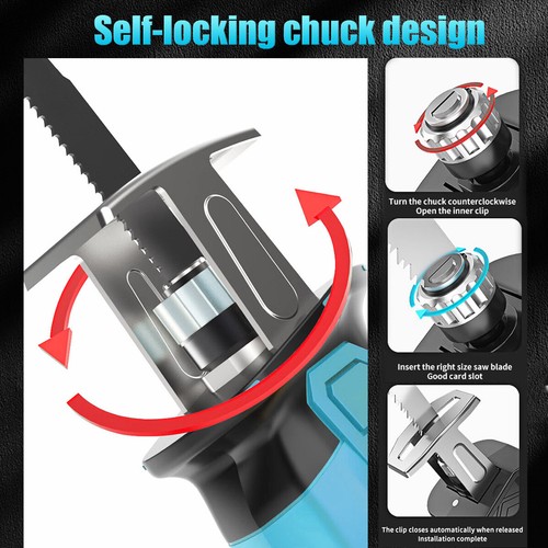 2 Battery 21V Reciprocating Saw Cordless Hand Electric Wood Metal Cutter 8-Blade - Picture 4 of 9